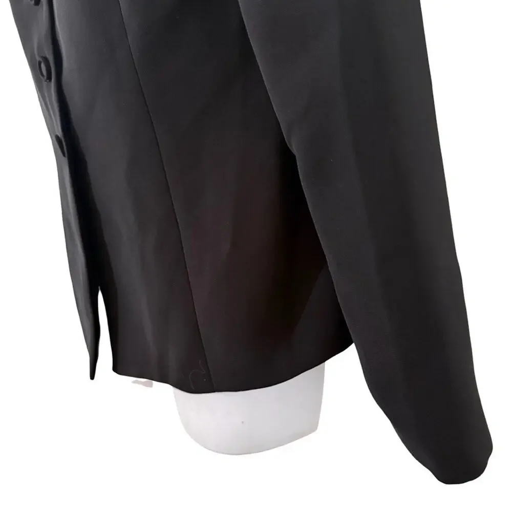 Kasper Black Plum Trim Career Skirt & Suit Jacket Blazer Lined 2 Piece Set sz 8